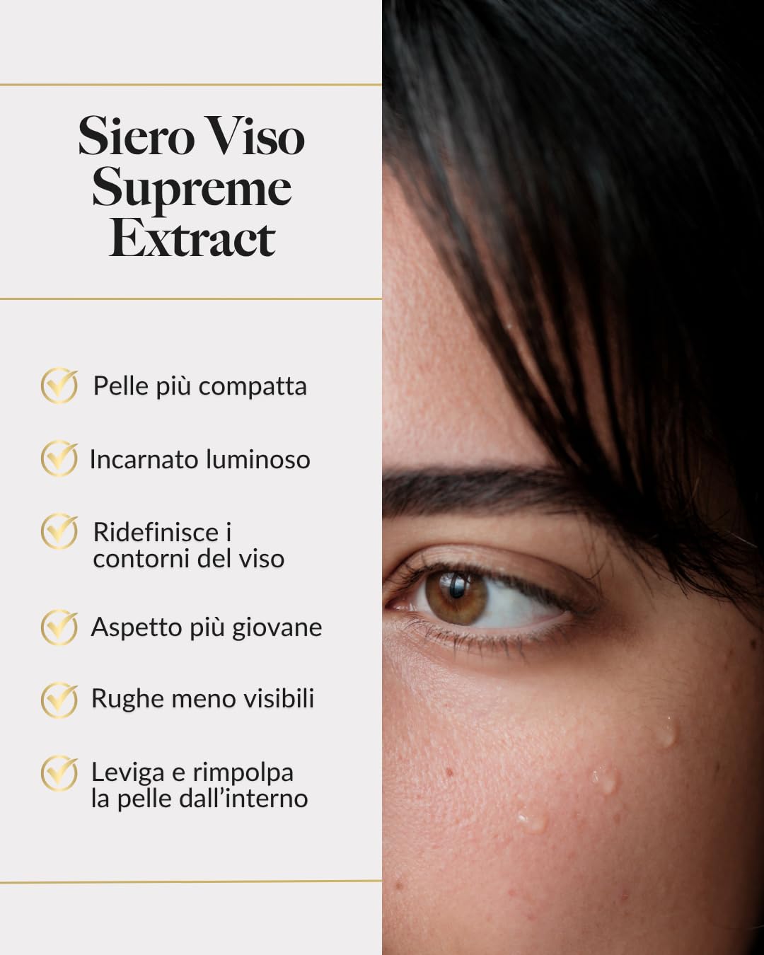 Nejen Supreme Extract Siero Viso Ultra-Lifting - Riduce Rughe e Macchie, Rassoda e Illumina - con Acido Ialuronico a 3 pesi, peptidi e il 93% di ingredienti naturali - Made in Italy