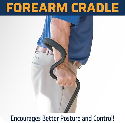 Miniatura 9 de StrongArm Bastón cómodo + bastón de caminar ligero ajustable para hombres y mujeres + agarre ergonómico en el antebrazo estabiliza la muñeca y Base