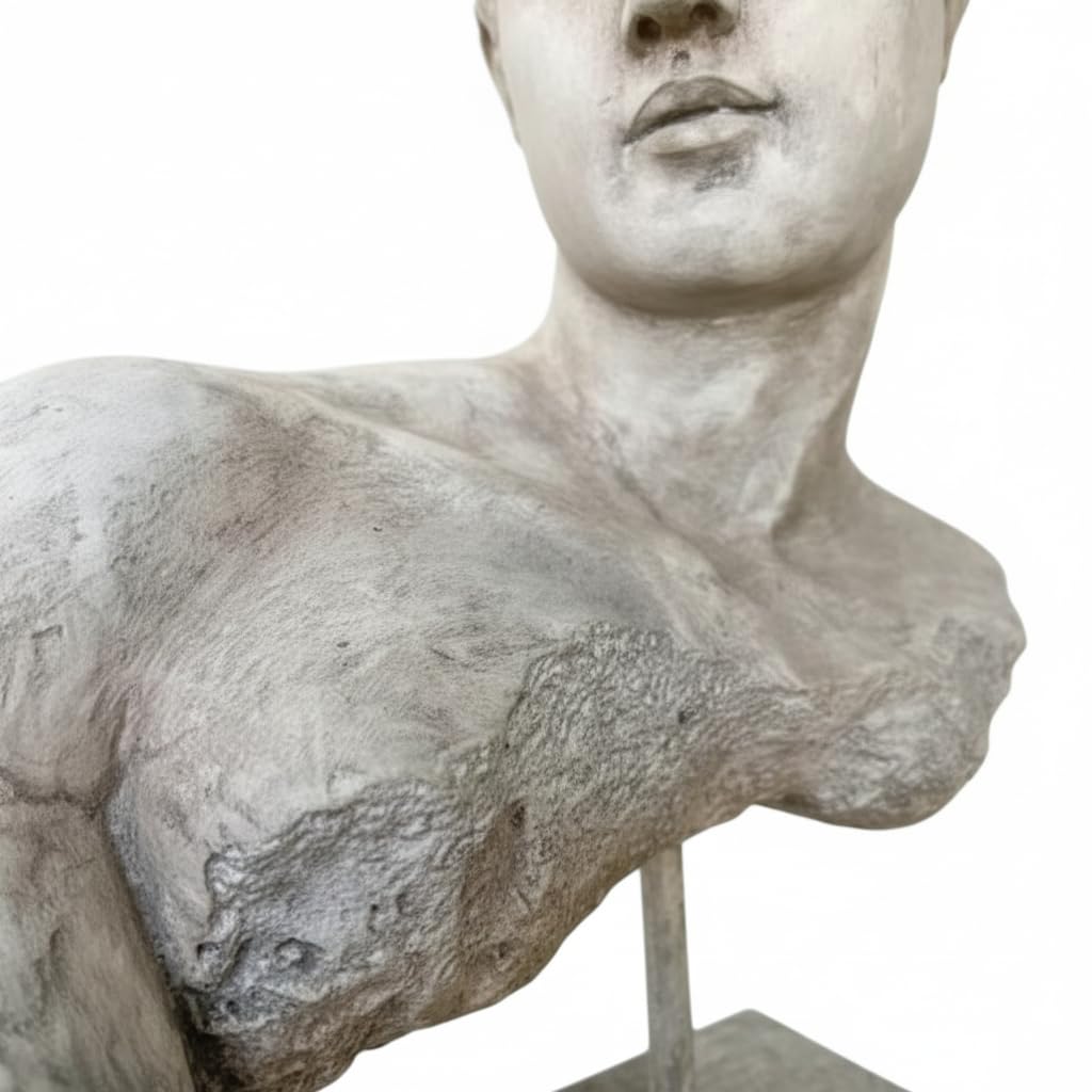 Statue décorative buste grec romain sculpture classique ancienne en résine effet pierre 28 cm