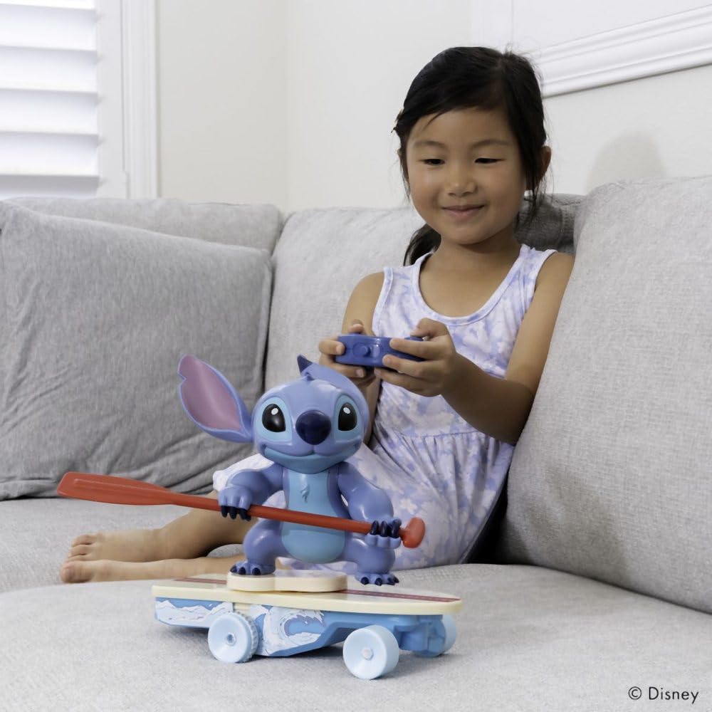 Jada - Disney Stitch Surfer Radiocontrolado - Personaje Gira 360° - Se Levanta Solo - Producto Oficial - A Partir de 3 Años