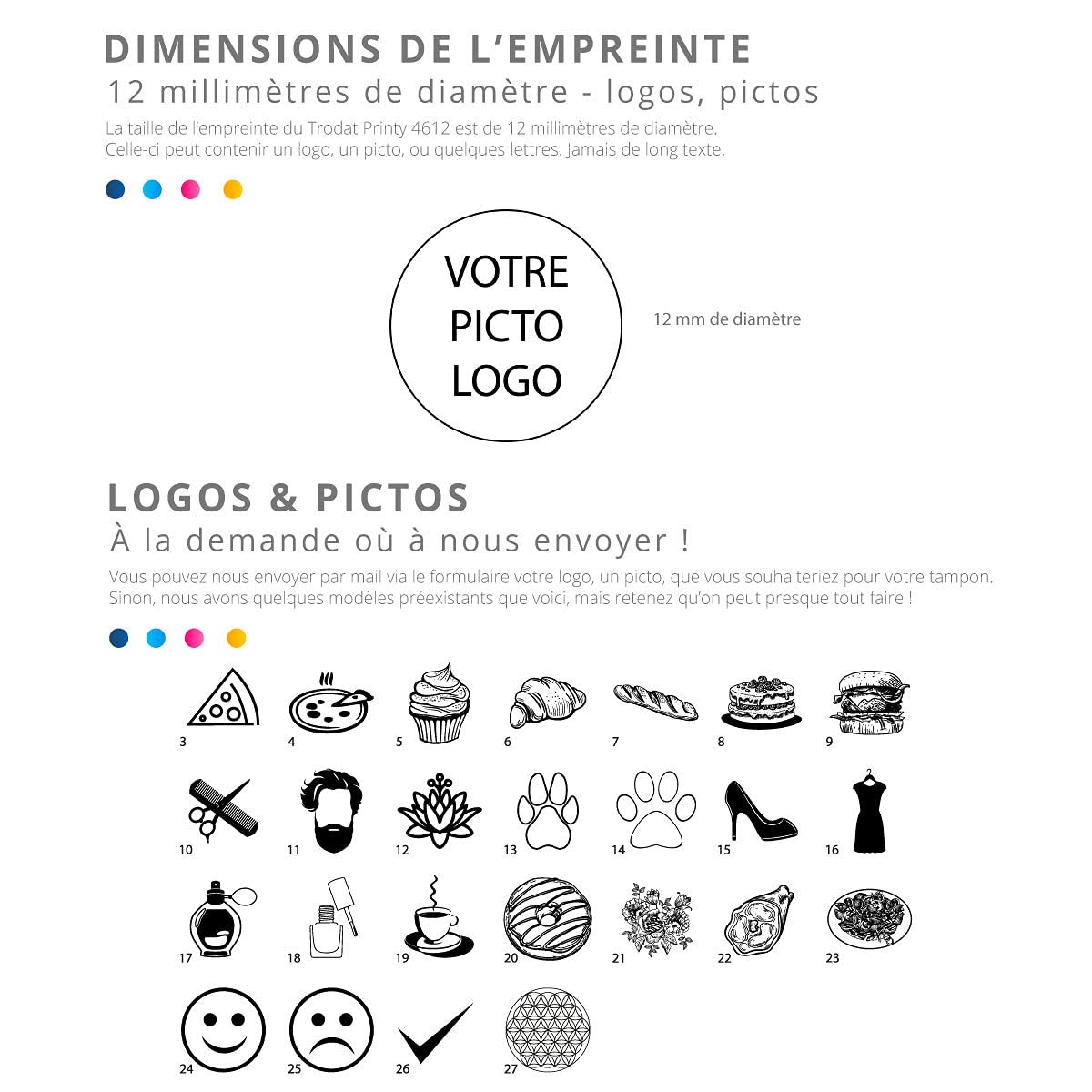 Trodat Printy 4612-12 mm - Noir | Tampon Encreur Professionnel Automatique Spécial Carte de Fidélité Personnalisable - Impression nette & précise