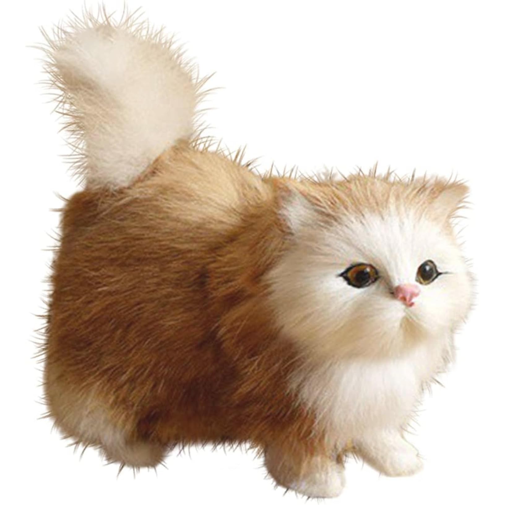 NASSMOSSE Realistic Cat Cute Standing Cat Plush Simulated Artificial Faux Fur Doll Decorative Detailed Photography Prop, Yellow