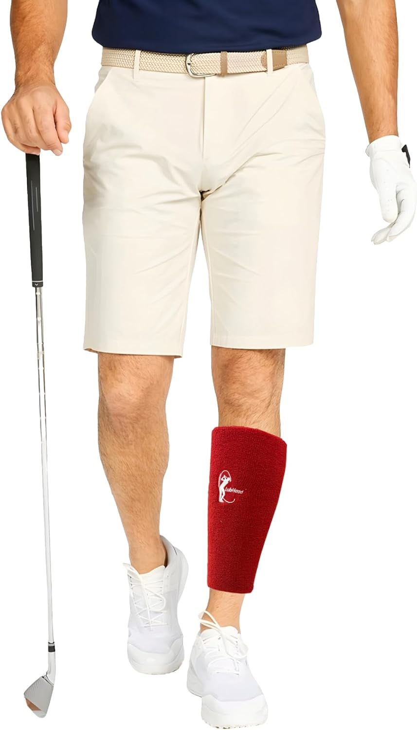 Davison 2 in 1 Wearable Golf Towel and Compression Sleeve. Reduce Leg Soreness, Improve Pace of Play, Clean Clubs and Grooves (1, Red)