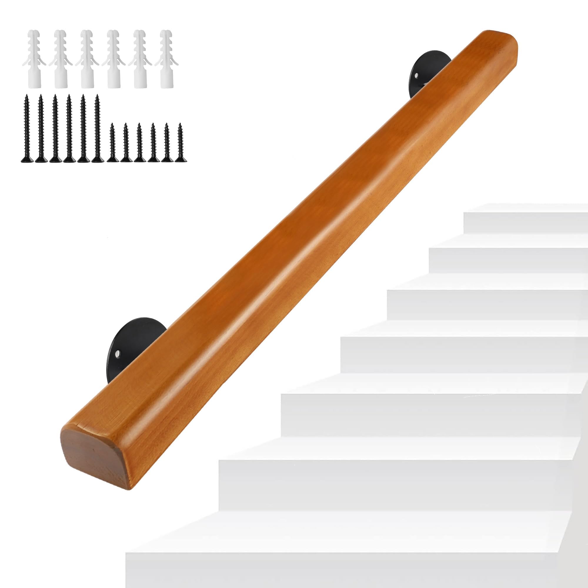 110cm Pasamanos Madera para Escaleras Interiores, Barandilla Pared | con Capacidad de carga 180KG, Pasamanos Seguridad Anticaída para el hogar, el pasillo, los lofts y las terrazas