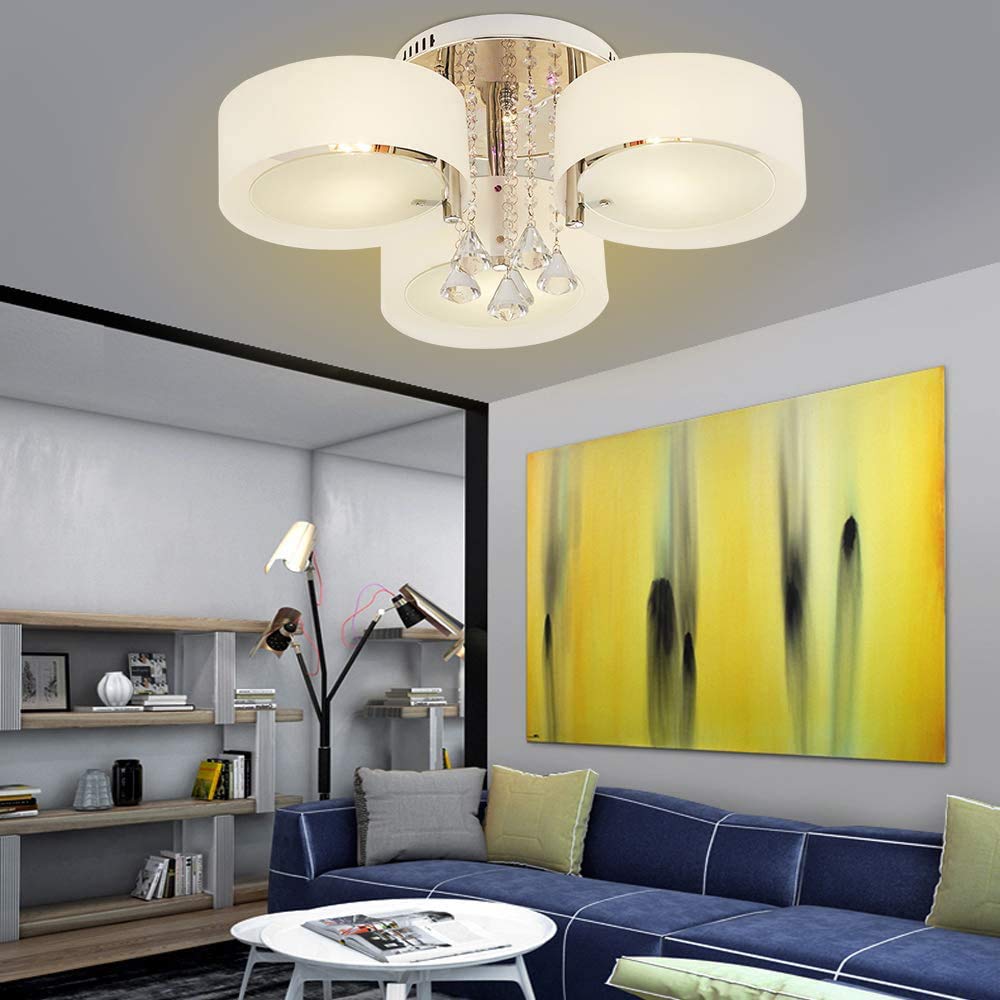 Plafoniera Moderna A Cerchio Con Cristalli Acrilici K9 - Lampadario Per Camera Da Letto E Soggiorno