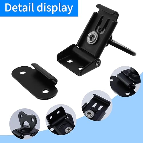 Vista 5 de MY MIRONEY Paquete de 4 cierres de mariposa con resorte negro y cierre de metal con tornillos para caja de vuelo, 1.97 x 1.5 pulgadas