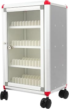 48 Slots Cell Phone Locker, Cell Phone Storage Box with Wheels Aluminum Alloy Cellphone Storage Cabinet Cellphone Lockers for School Classroom Business Employees