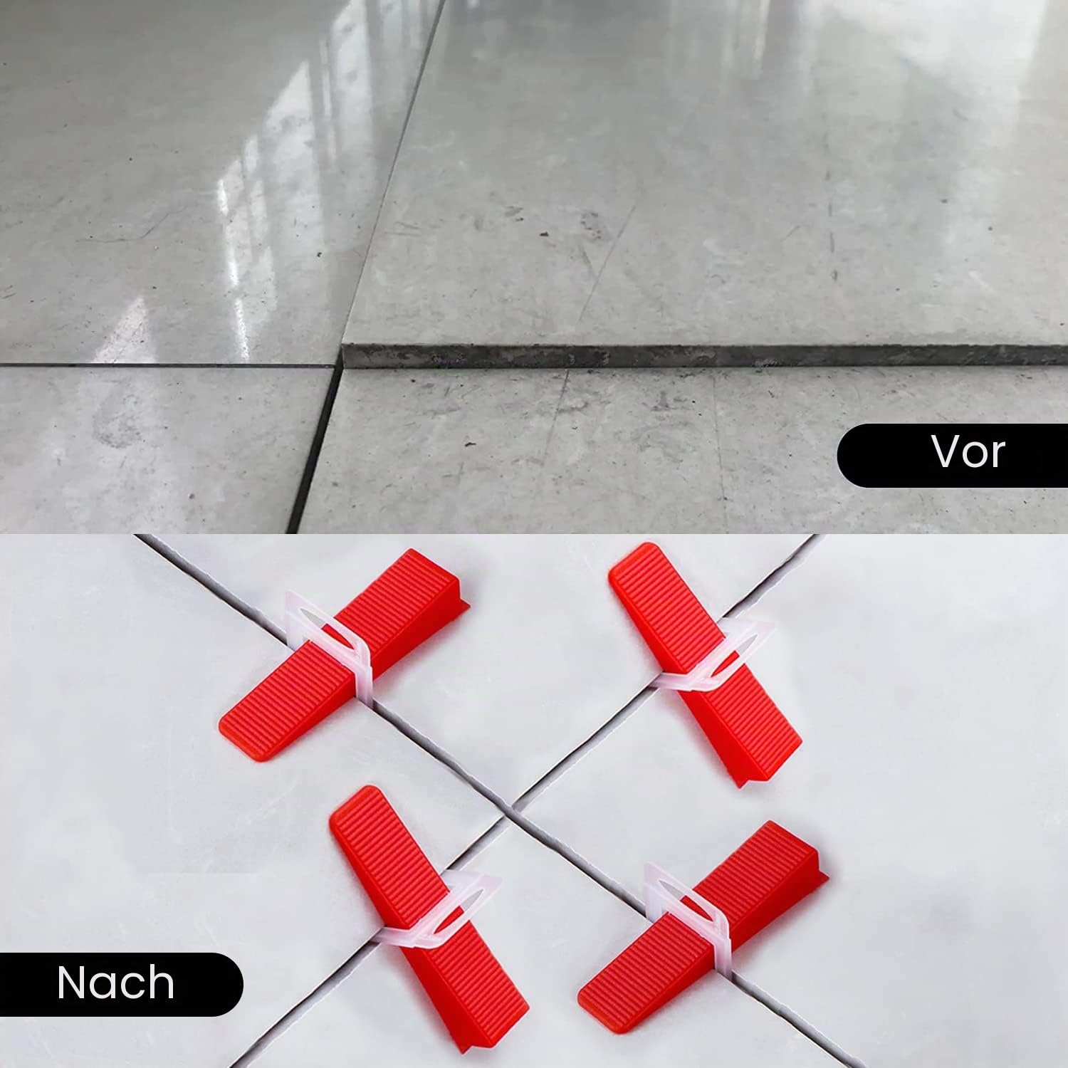 HEQUN Fliesen Nivelliersystem 1.5mm Fugenbreite fliesen verlegehilfe nivelliersystem, 400 Zuglaschen, 100 Keile Für Fuge Fliesenhöhe 3-12mm (1.5mm)