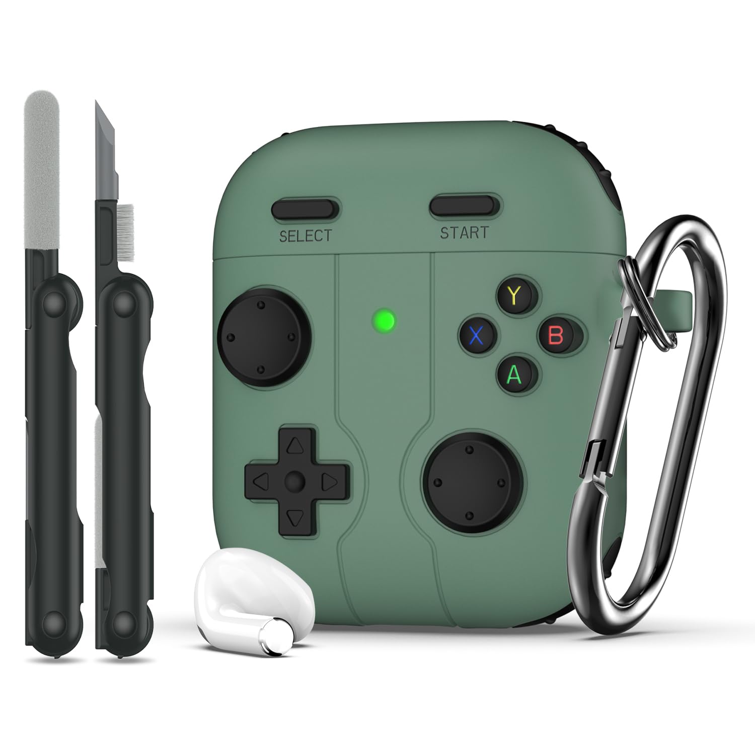 RFUNGUANGO - Funda para AirPods Pro 3 con Cierre y Kit de Limpieza, Transparente, rígida, para Videojuegos, con Soporte para teléfono Integrado, antigolpes （Naranja） — view 43