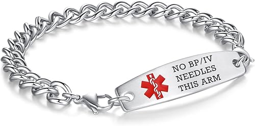 Miniatura 184 de Brazaletes de alerta médica ajustables de 7.5" a 9" para mujer/hombre, de acero inoxidable, intercambiables