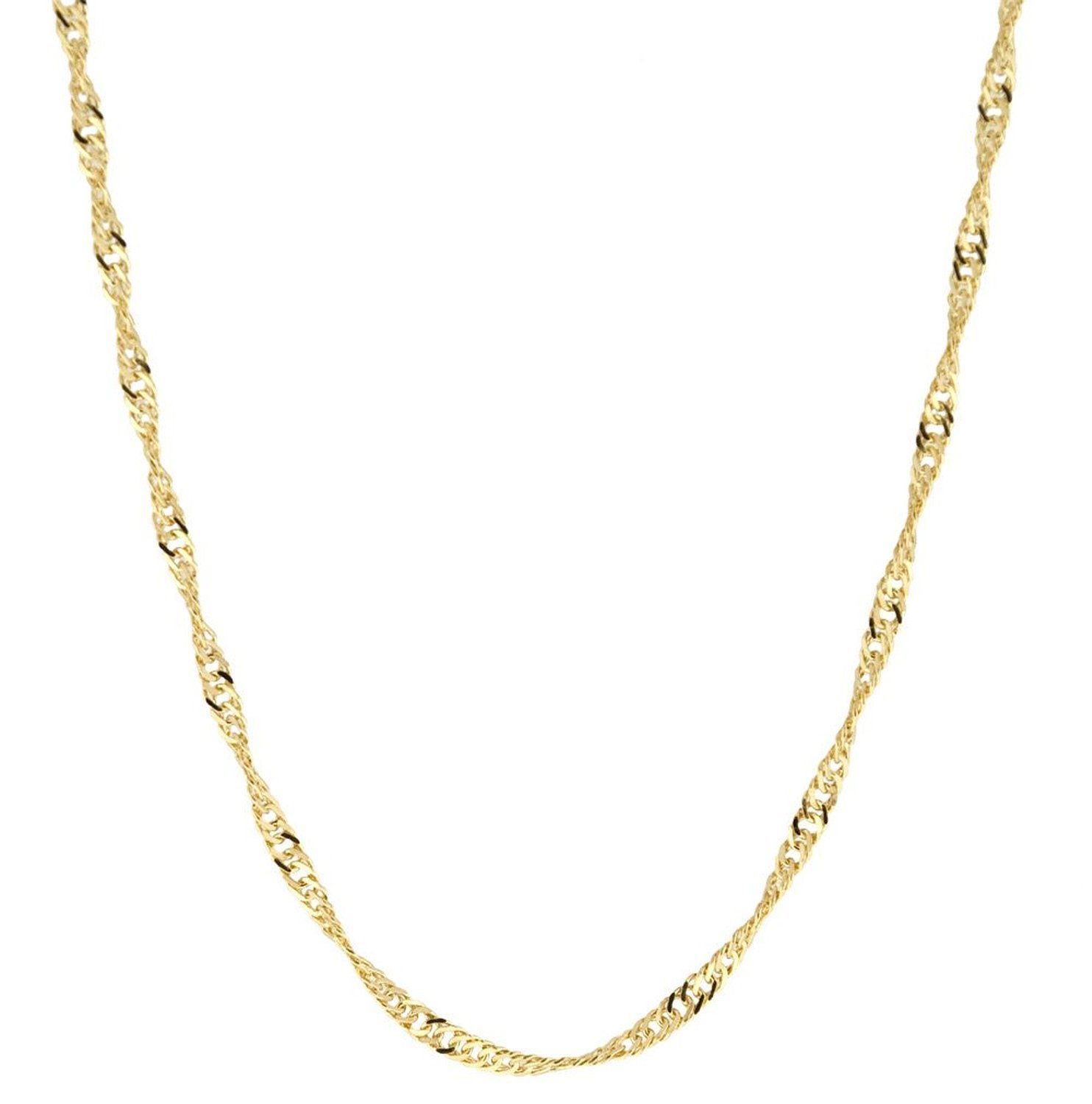 PRINS JEWELS 14 Karat / 585 Gold Singapur Kette Licht Zweiseitig Diamantiert Unisex Länge Wählbar.