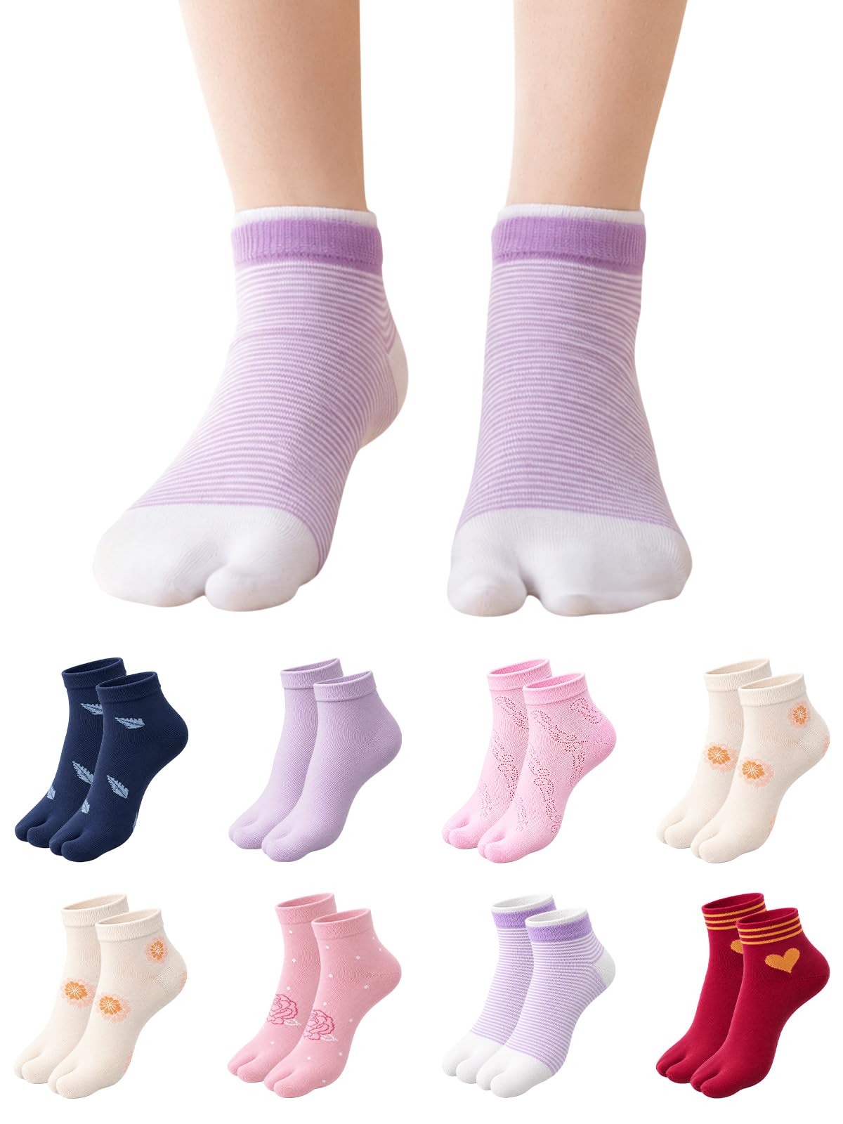 Lux cozi Women's Ankle Length Soft Cotton Thumb Socks | Thumb Socks For Women | Free Size | Color and Print May Very - Pack Of 9 Pairs-picture-11