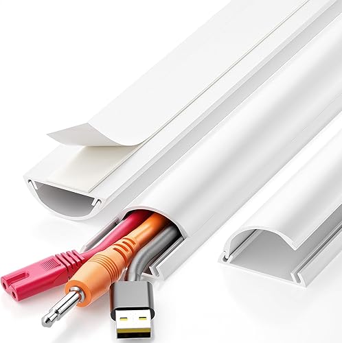 Delamu Kit de ocultador de cable de TV de 42.5 pulgadas, cubierta de cable para montar en la pared oculta 2-3 cables, cubierta de gestión de cables