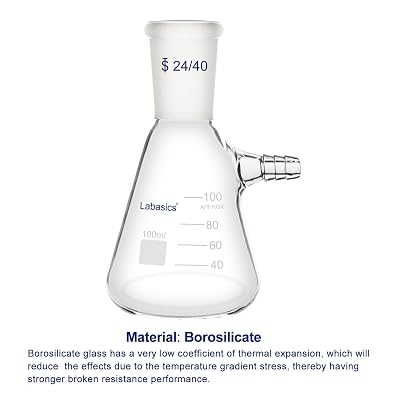 Labasics 100 ml Filtering Flask with 24/40 Standard Taper Joint, High Borosilicate Glass Filter Flask, Bolt Neck with Tubulation, 9 mm Hose Interface