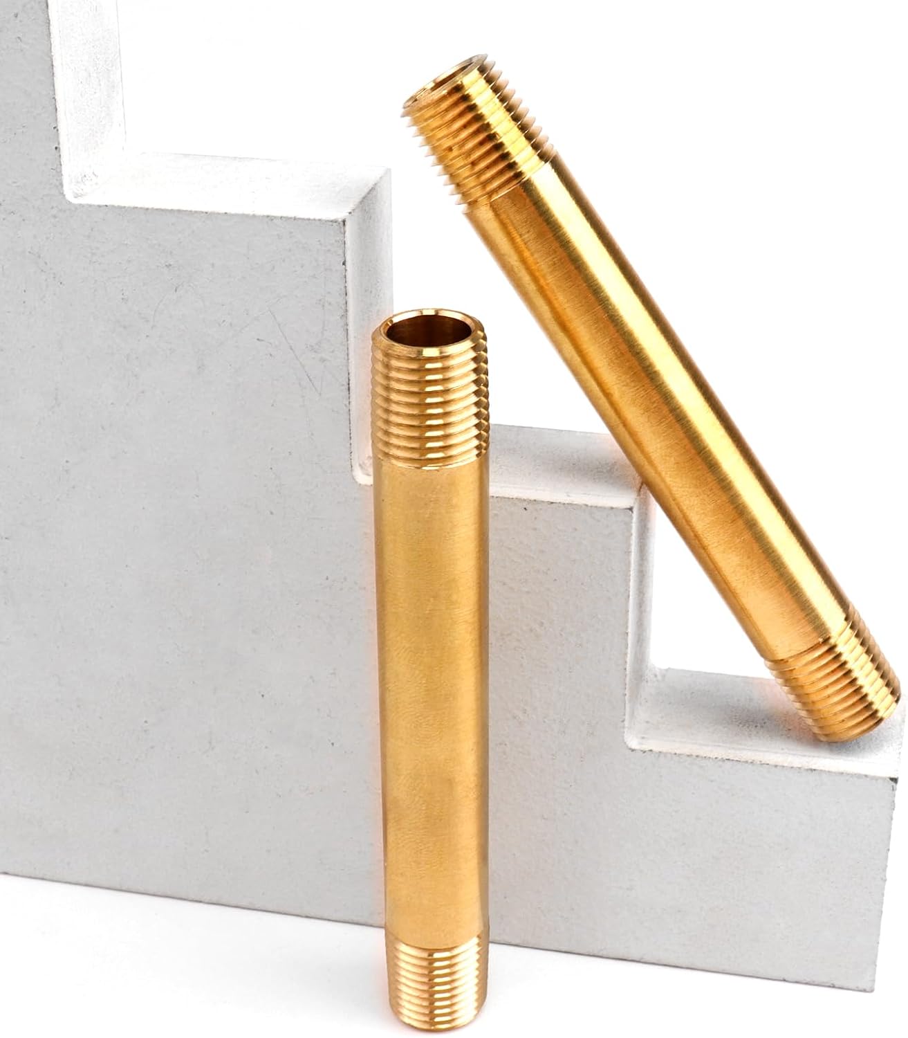 1/4" Brass Nipple Pipe Fittings,1/4" NPT x 1/4" NPT Male Thread Extender Straight Connector, 4" Length 1000psi (2 Pack)