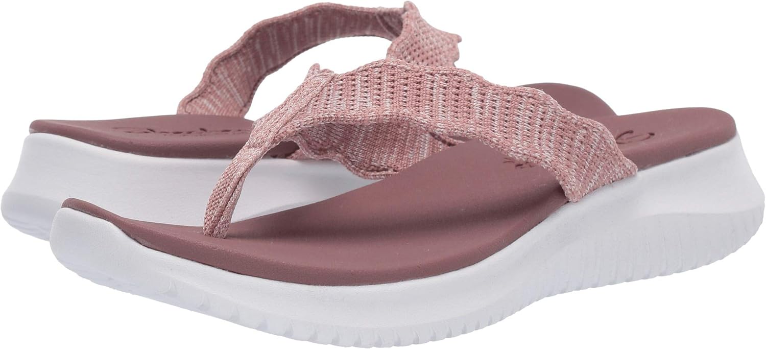 Skechers Women's Ultra Flex-Engineered Knit Flip-Flop, mauve, 11 M US