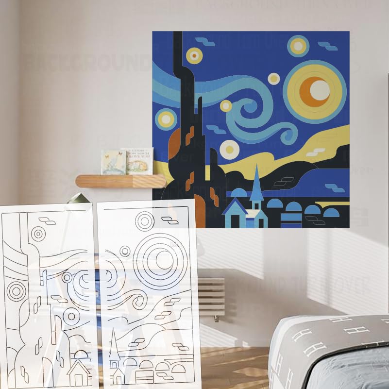 Pochoirs muraux effet 3D relief 70 cm pour décoration d'intérieur moderne