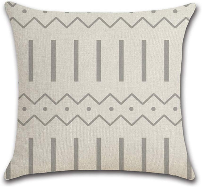Grey Geometric Throw Pillow Covers Set of 4, 18 x 18 Inch Decorative Geometric Cotton Linen Pillow Covers，Modern Geometric Pattern Printed Home Decorative Pillow Case for Sofa Car Bedroom