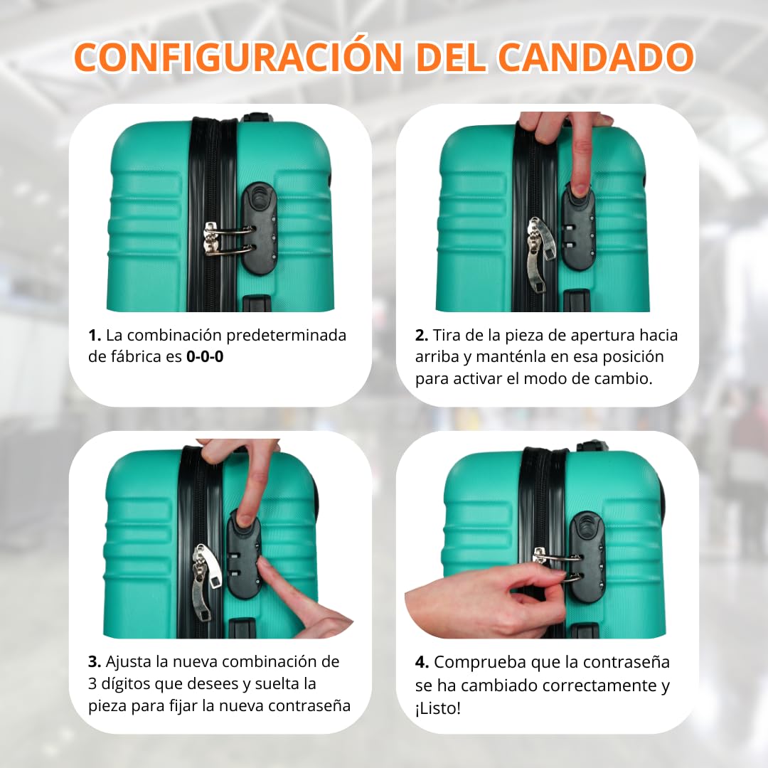 Genérico WSPack Maleta de Cabina 55x40x20 cm | Maleta de Mano ABS Rígida | con 4 Ruedas Dobles Giratorias 360° (Black)