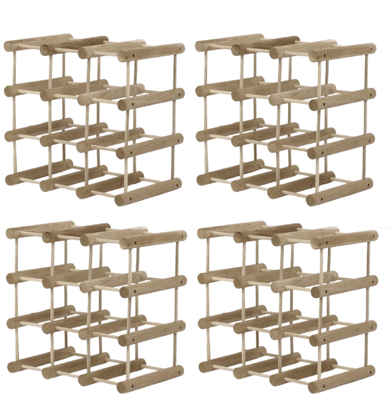 Weinregal Modular Eiche Massivholz 56 Flaschen, 4 Module, Nat. geölt