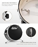 Vista 8 de Eastar Batería de 14'' para Niños Principiantes, 3 Piezas con Bombo Tom Snare, Trono Ajustable, Platillo, Pedal y Dos Pares de Baquetas, Metálico