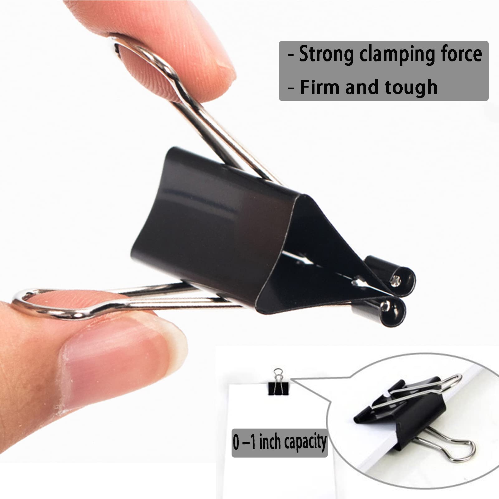 Clip per raccoglitori grandi, 5,1 cm (confezione da 60), clip per raccoglitori extra large, ferma carte, morsetti per carta per ufficio e casa, nero