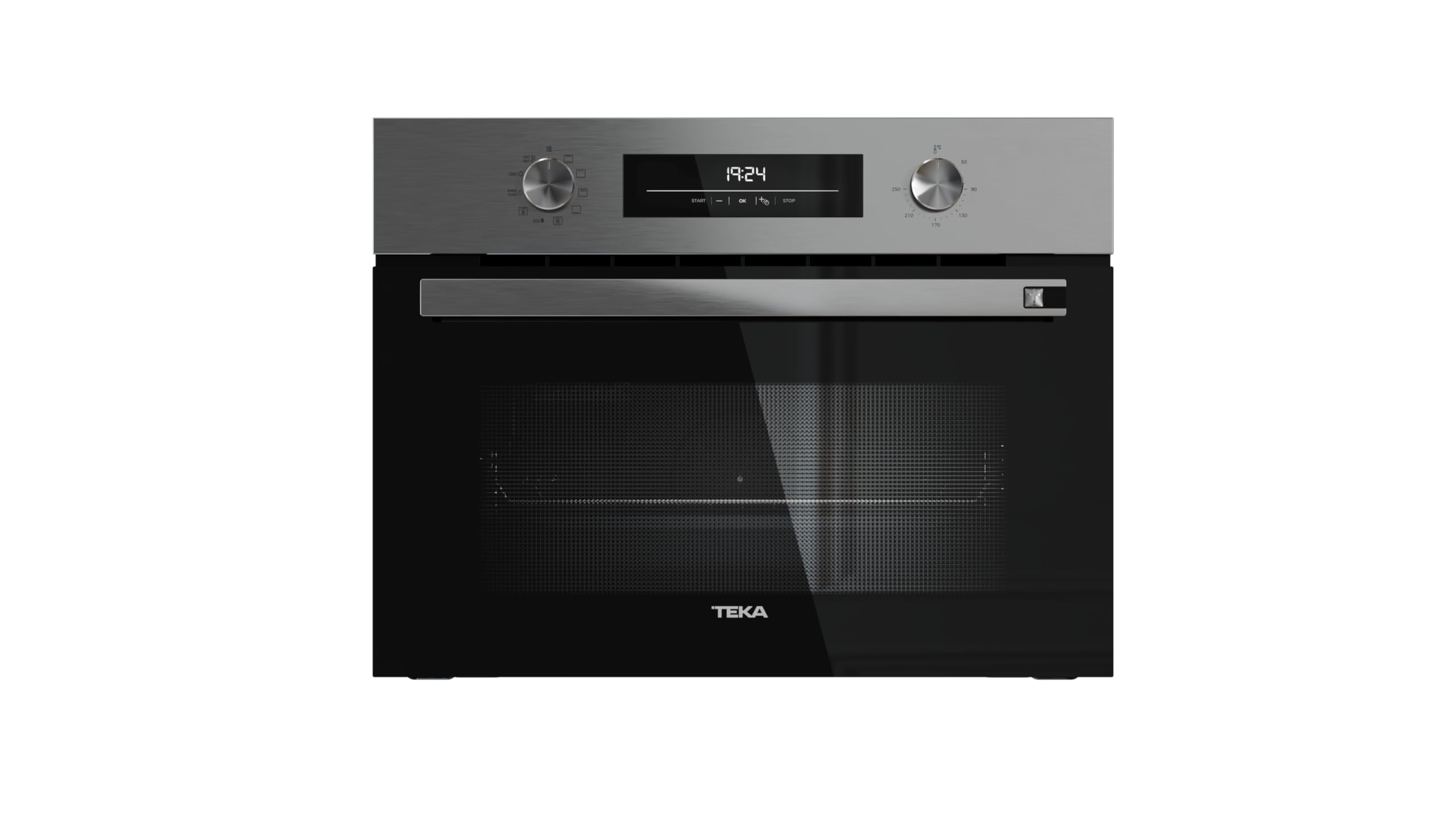 TEKA Horno Multifunción Compacto 45x60cm, 8 Funciones de Cocción, Sistema HydroClean, Guías Telescópicas Plus Extension, Bandeja Profunda Antivuelco, Acero Inoxidable Antihuellas, Modelo NEO HSC 6350