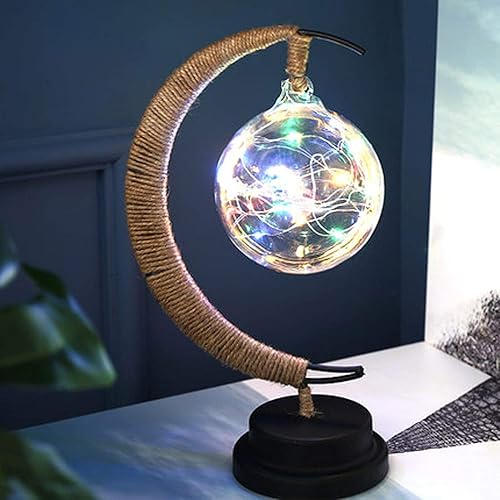 Miniatura 3 de Lámpara LED decorativa encantada lunar con alimentación USB, lámpara de mesa de media luna lunar, Ramadán, luces nocturnas, regalos adecuados para