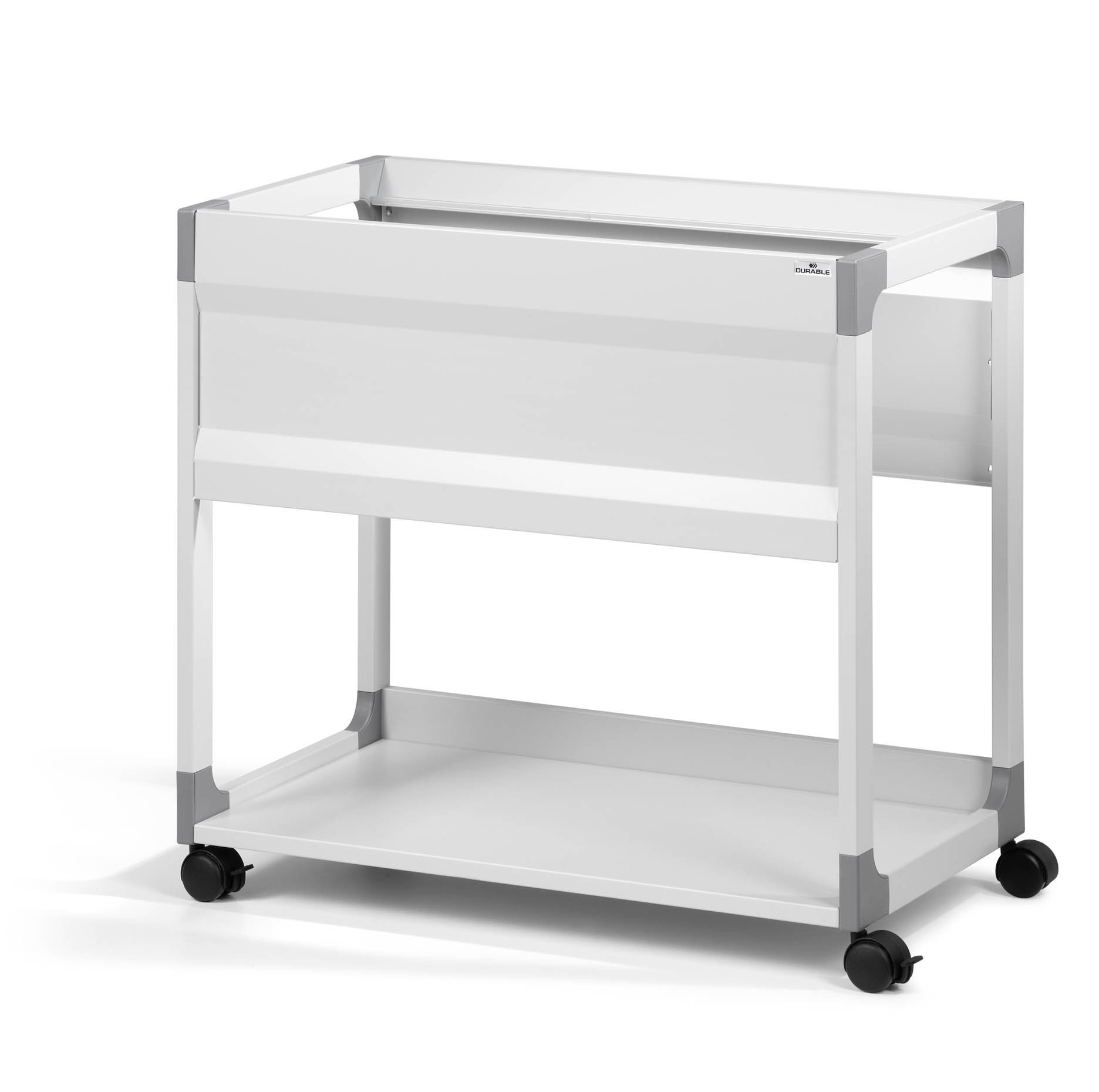 Durable System File Trolley 90 A4 grau, für bis zu 90 Hängemappen oder 8 Hängeordner - 750 x 715 x 432 mm , 378410 | Fahrbar, Ablage für 8 Hängeordner, 750 x 715 x 432 mm, untere Bodenplatte für 8 Standardordner
