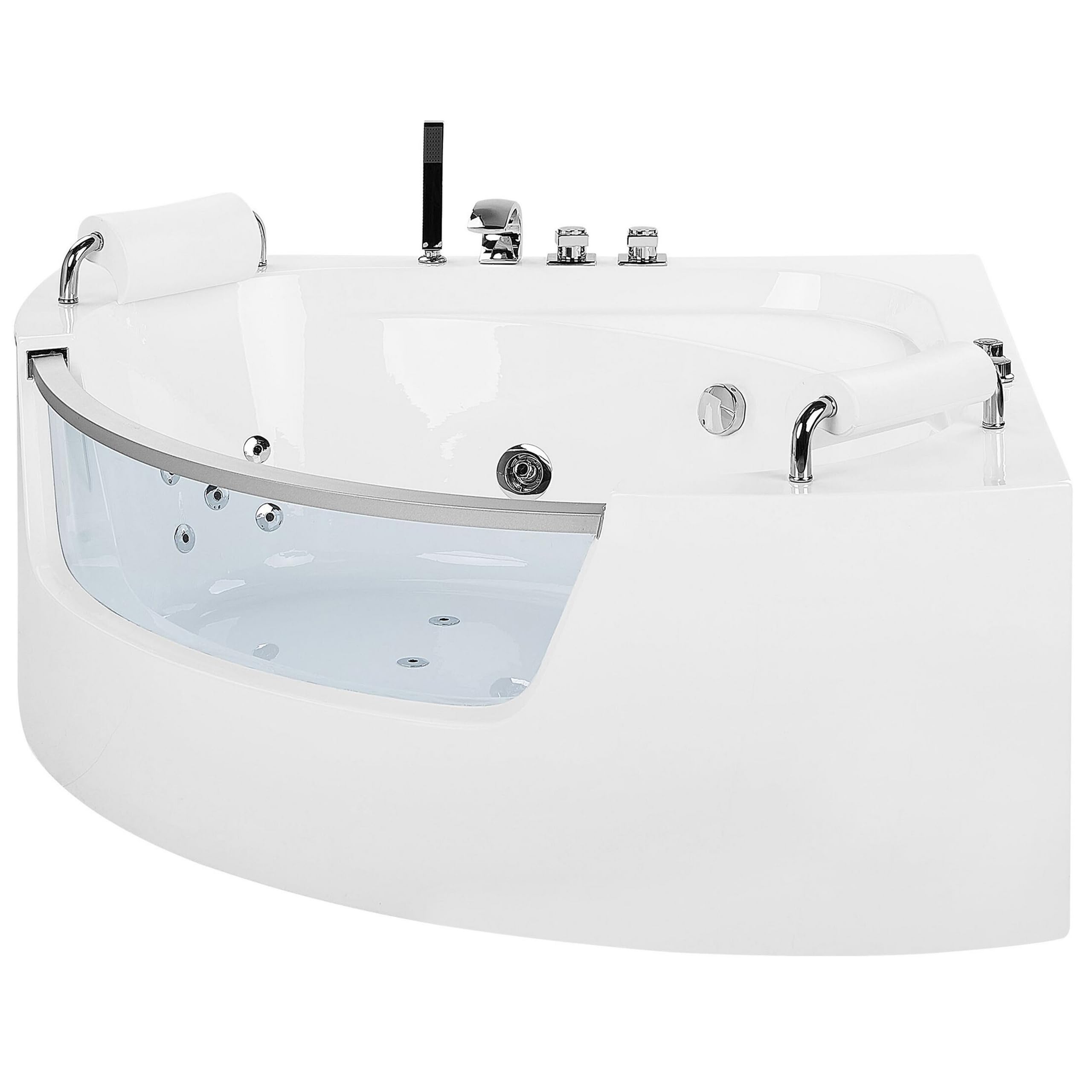 Vasca Idromassaggio Angolare Acrilico Sanitario Bianco con Getti e LED
