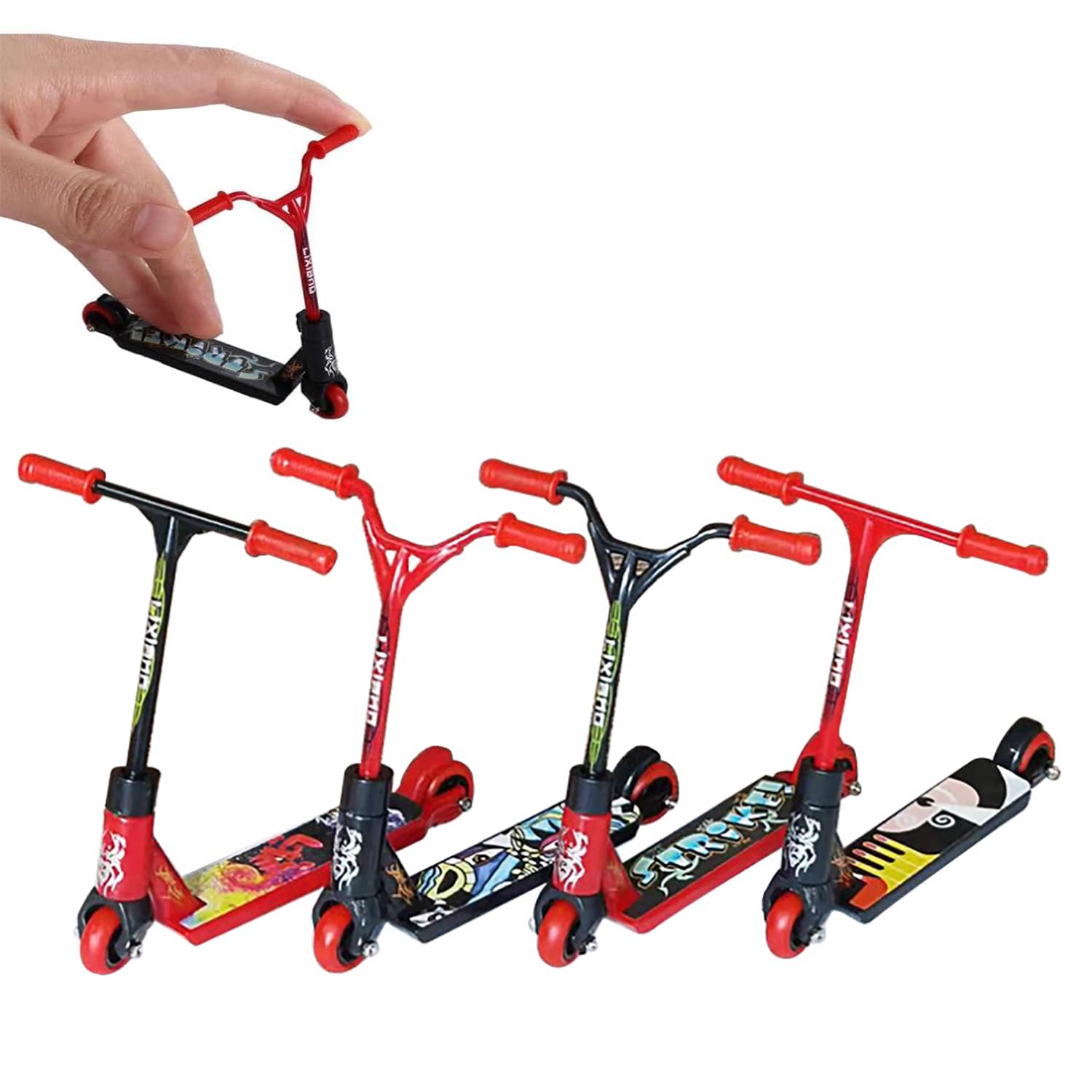 JDCMEI 4 Piezas Mini Patineta de Dedos, Profesionales Mini Diapasón Monopatines, Skateboard Ideal para Niños para Relleno de Bolsas de Fiesta Infantil