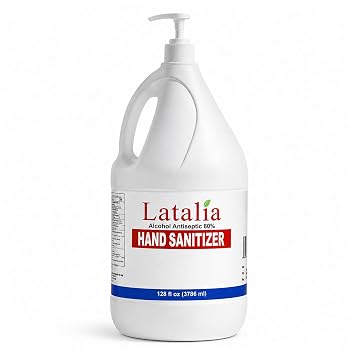 Latalia Large Hand Sanitizer Refill Gallon | Pack of 1 Moisturizing Hand Sanitizer Bulk Travel Size | Unscented Hand Sanitizer Gel for School, Office, Home, Business & Public Use 128 Fl. Oz, 3786 ml