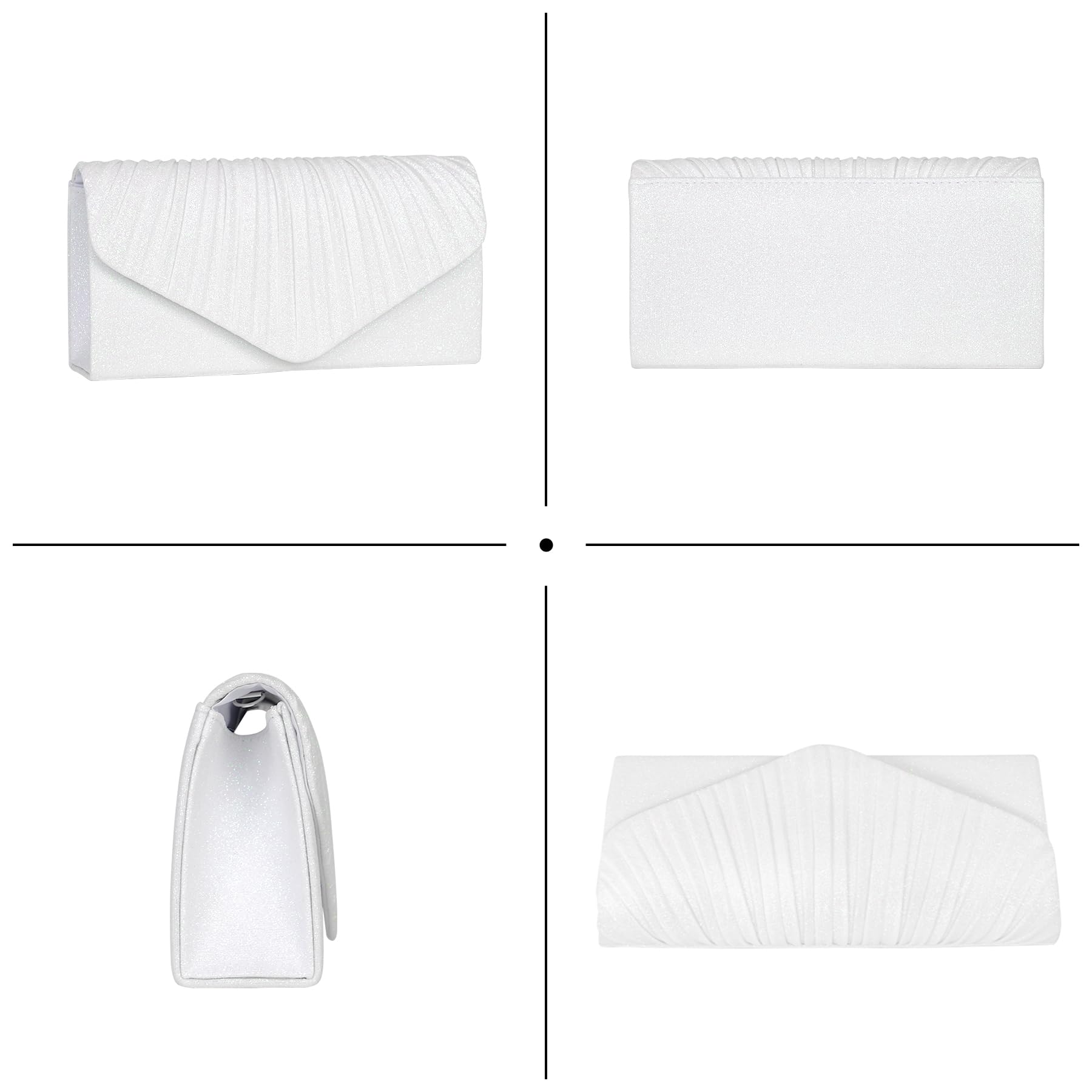 Larcenciel Clutch biała, błyszcząca torba ze zdejmowanym łańcuszkiem, zielone cekiny, torebka wieczorowa, elegancka torebka crossbody, na bal noworoczny, święta, imprezy i wesele (22 x 5 x 11,5 cm