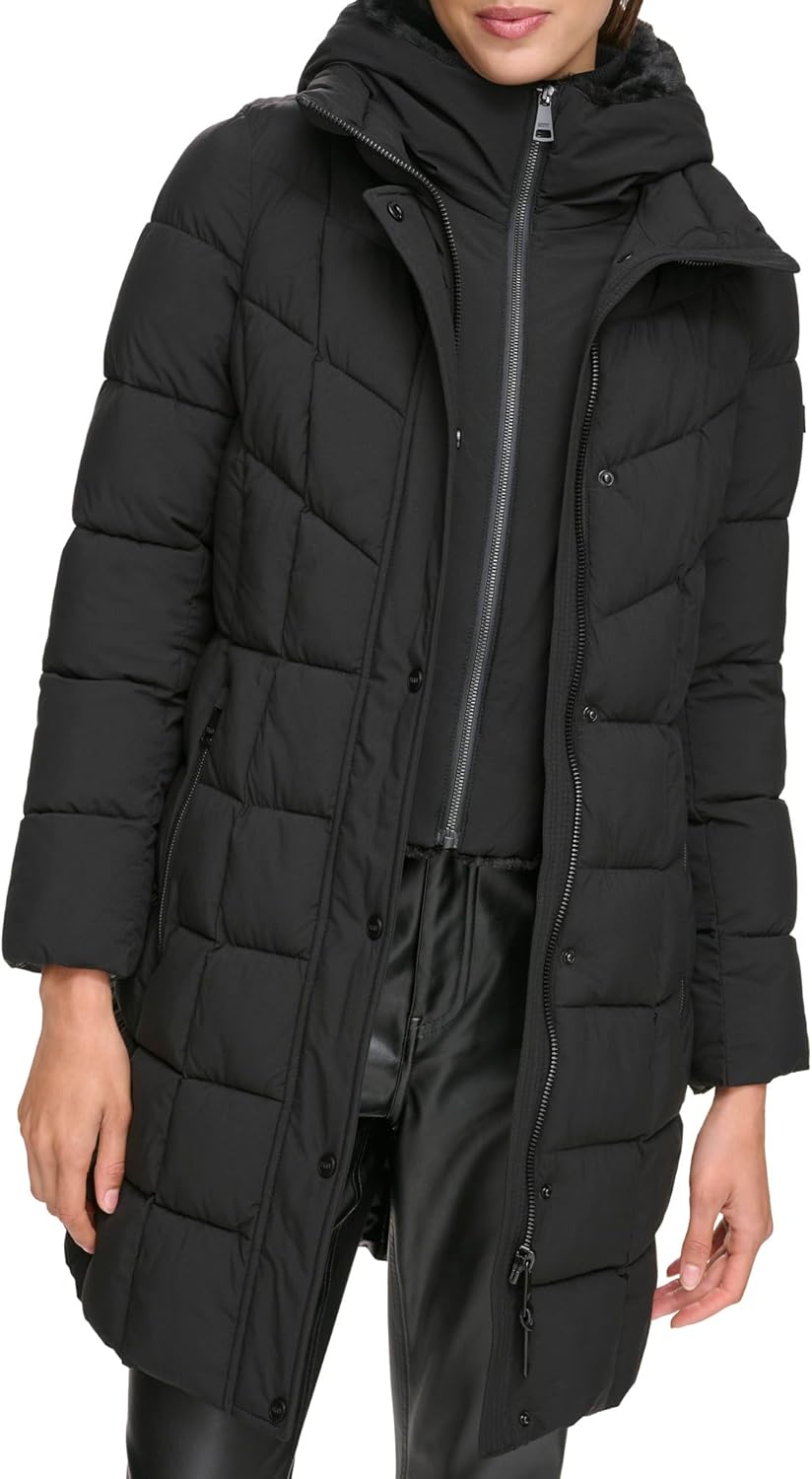 DKNY Womens Bib-front Long Puffer - Image 2