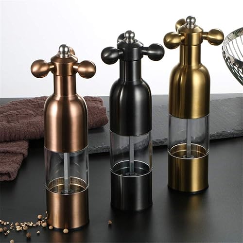 Miniatura 6 de Molinillo de sal y pimienta, grifo manual de acero inoxidable con asa, grosor ajustable recargable, para el hogar, restaurante, barbacoa, negro, 2
