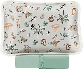 Jogo De Lençol Berço 2 Pçs Malha 100% Algodão Menino Menina 1,30x0,70 (Selva Verde)