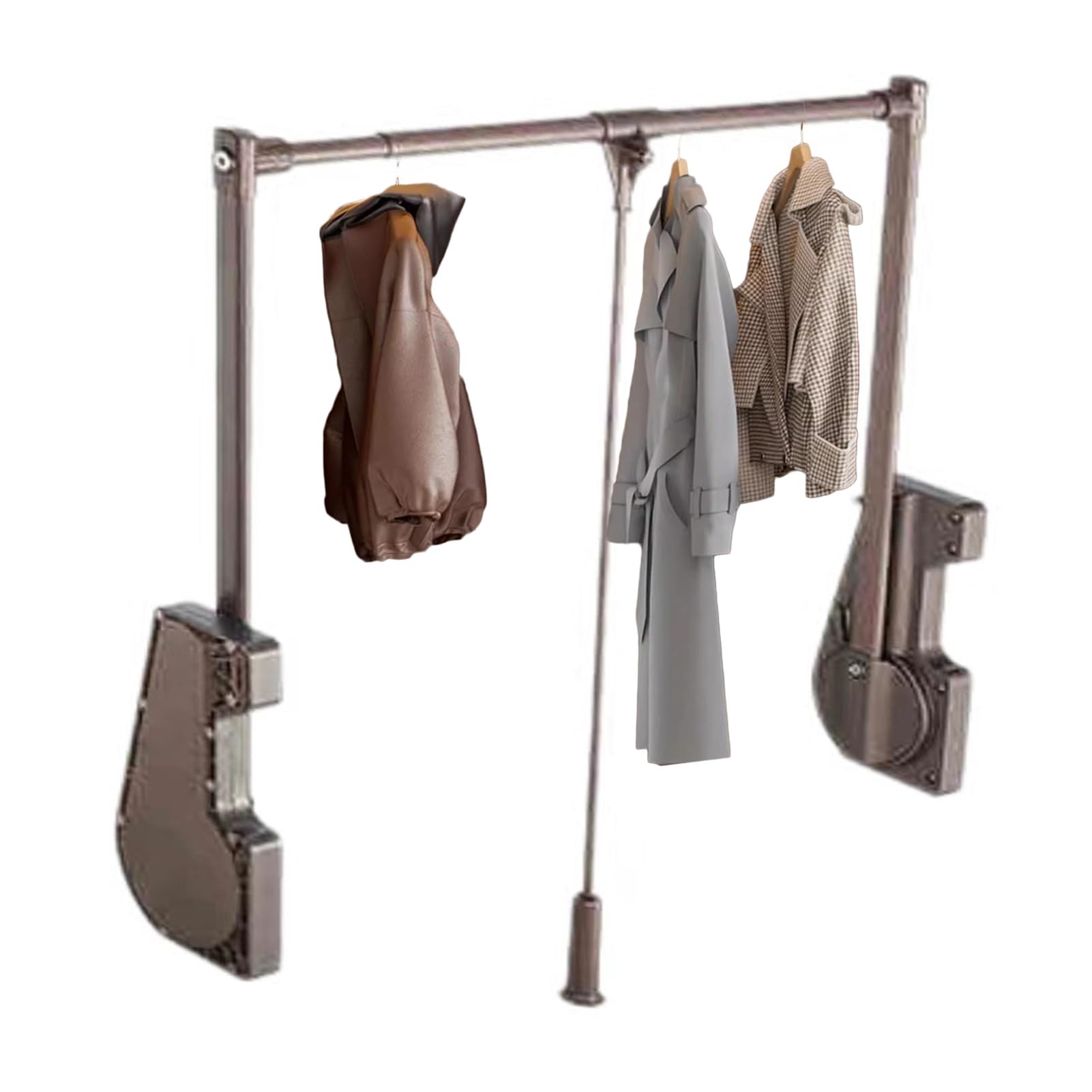 GTHTUHFD Pull Down Closet Rod With Damping Buffer, Side Mounted Adjustable Width For Retail Store Clothing Display Color 3-764-1064mm