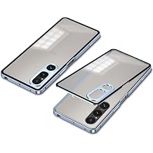 QUIETIP Case Compatible with Sony Xperia 1 V 5G,Metal Frame + PC Frosted Surface Back Cover with Shockproof,Blue