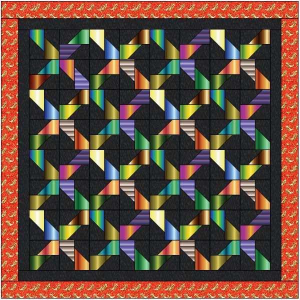 Precut Quilt Kit Chasing Windmills/Benartex Gradations and Print Trim