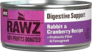 Rawz Digestive Support CAT Food 5.5 Ounce Cans, 24 Pack (Rabbit/Cranberry)