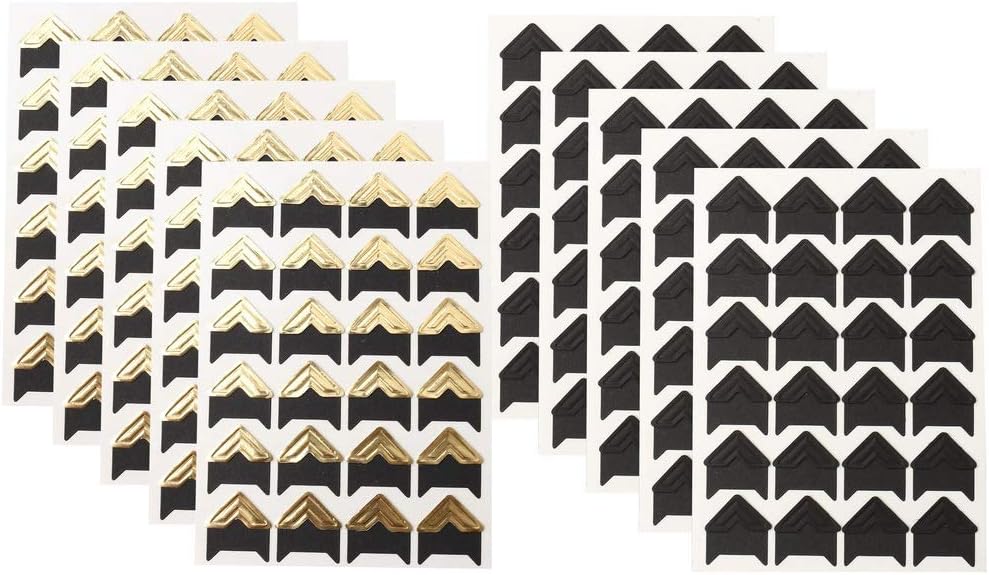 Wowot 10 Sheets Photo Corners Self Adhesive Stickers, Photo Mounting Paper Corner Stickers for DIY Scrapbook Albums