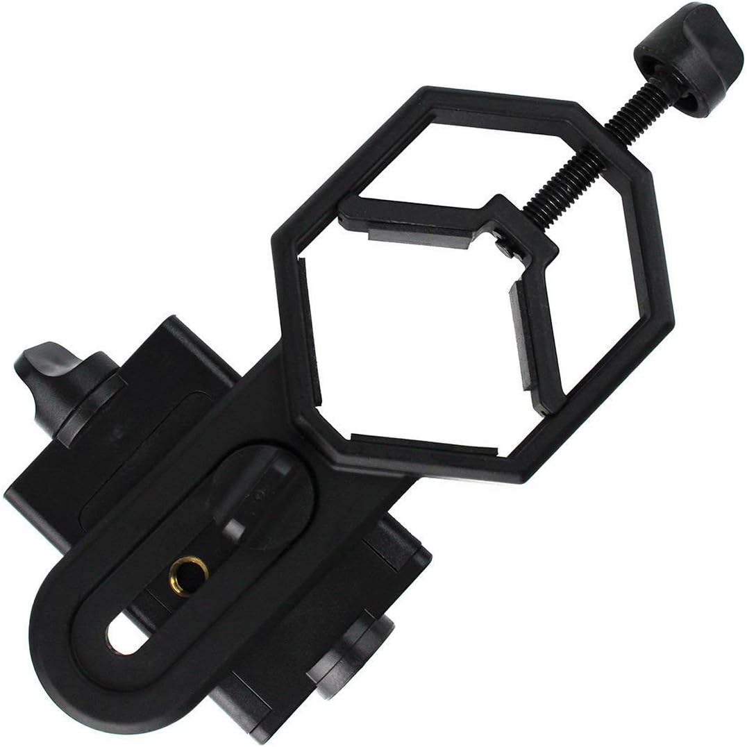 AccessoryBasics Binocular Spotting Scope Telescope Microscope Periscope Adapter Mount for Smartphone iPhone 13 14 Pro Max Galaxy S23 S22 S21 Note Pixel OnePlus Video Image Recording [Includes Remote]