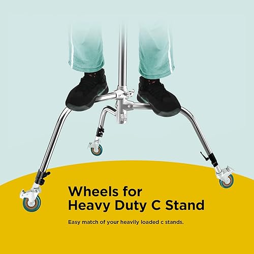 Miniatura 6 de Juego de 3 ruedas giratorias profesionales, 2.953 in de diámetro, construcción de metal duradero y base de goma, solo compatible con soporte C para