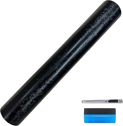 LZLRUN Rollo de Vinilo Negro de Fibra de Carbono Mate Forjado con Liberación de Aire, Lámina Adhesiva, Película para Calcomanía DIY de Automóvil,