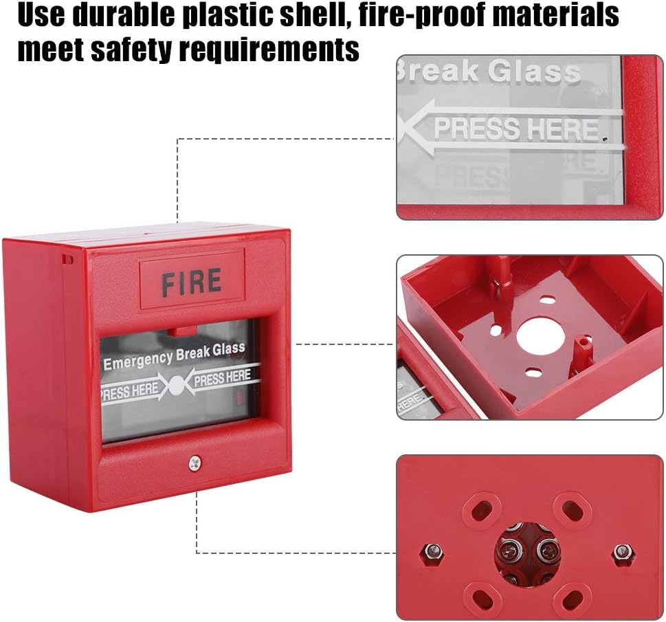 Red Sign Emergency Stop Switch,Emergency Exit Fire Alarm Button Release Security Glass Break Alarm Switch for Exit Doors Emergency Doors