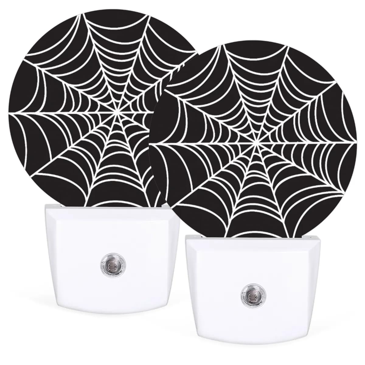 LLCXCSI Plug-in Led Night Light with Auto Dusk to Dawn Sensor for Boys Girls Room Decor, Wall Lamp Nightlights for Hallway,Bedroom, Kids Room, Kitchen, Stairway, (Black Spider Web, 0.5W, 2 Pack)