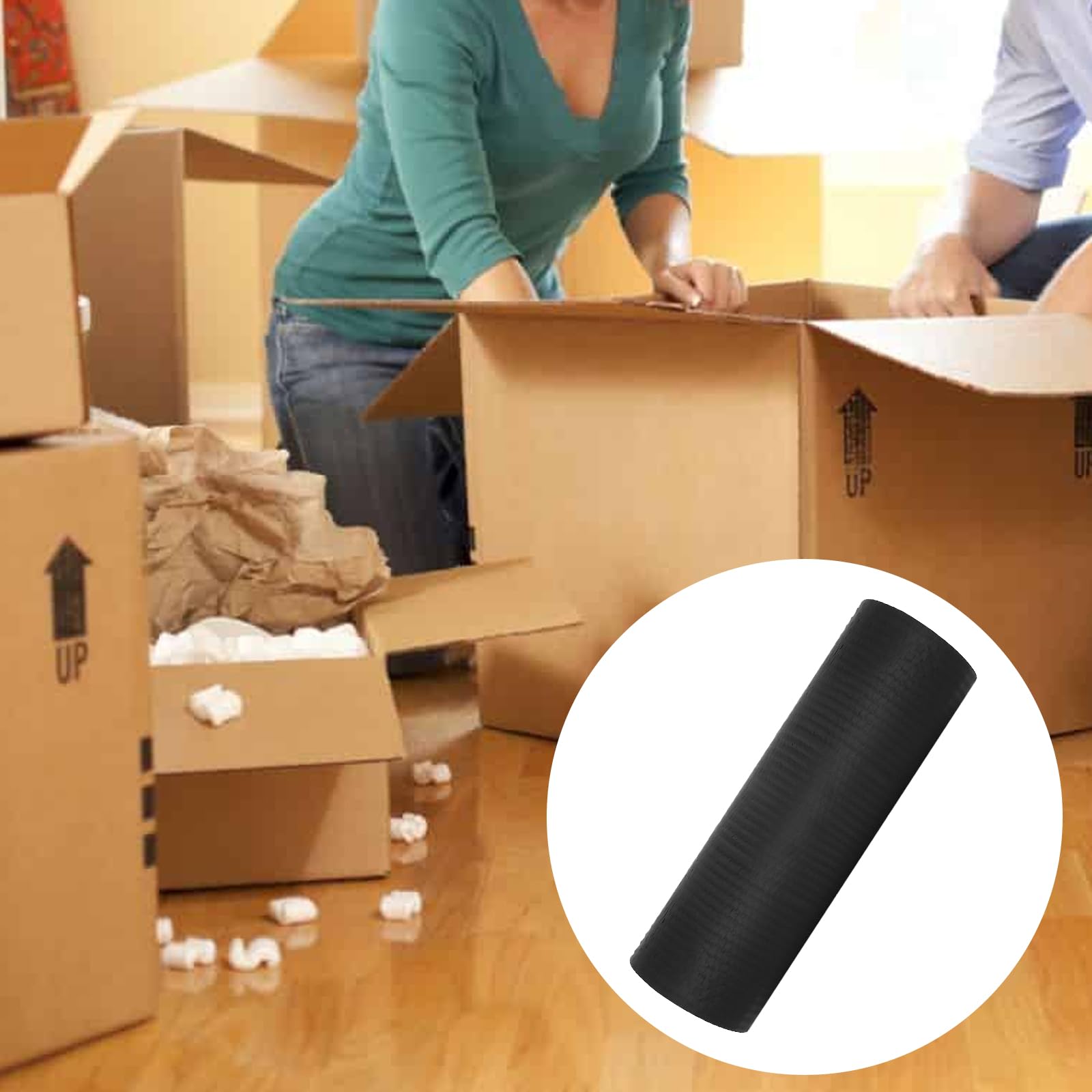 FUNSUEI Emballage papier coussin enveloppe, nid d'abeille rouleau de papier emballage perforé 38 cm x 50 m, emballage pour déménagement expédition Breakables，Alternative d'emballage bulle, noir