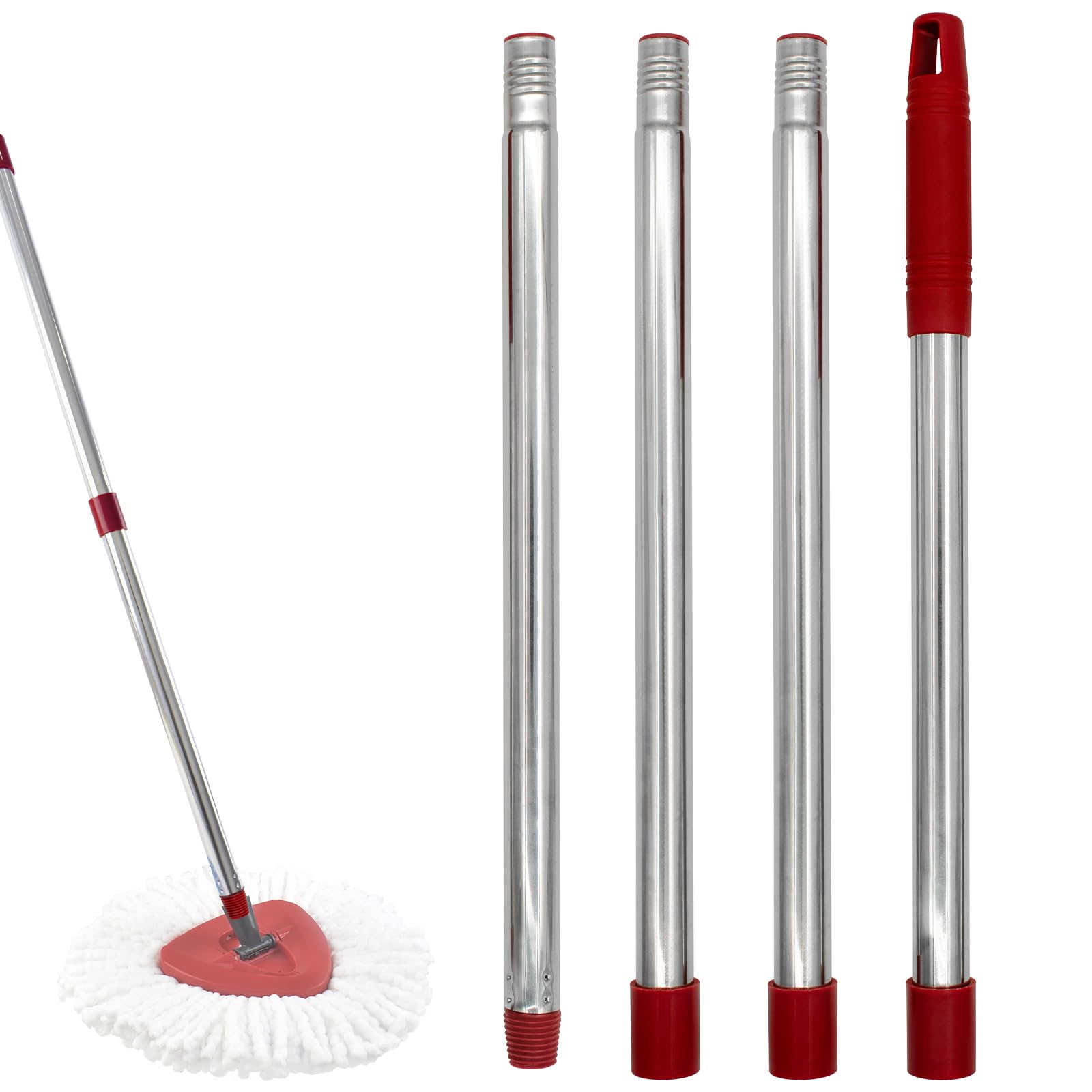 Mop Handle for Ocedar, Mop Handle for O Cedar, 4-Section Spin Mop Handles Replacement for Ocedar Spin Mop and H2pro Flat Mop, 30" to 58" Adjustable