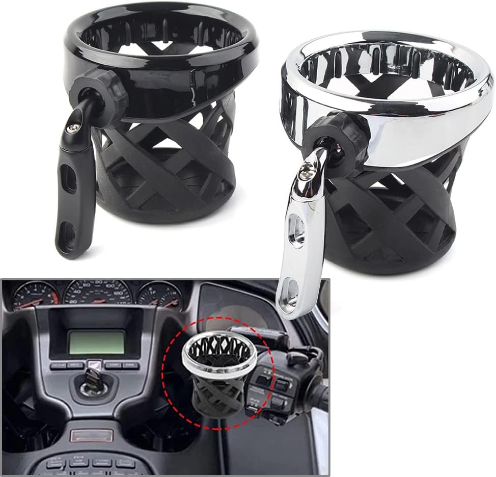 Motorcycle Water Bottle Bracket Drink Cup Holder Handlebar Beverage Support Stand Coffee Mount for Goldwing GL1800 Road King Electra Glide Sportster Dyna Softail(Black)
