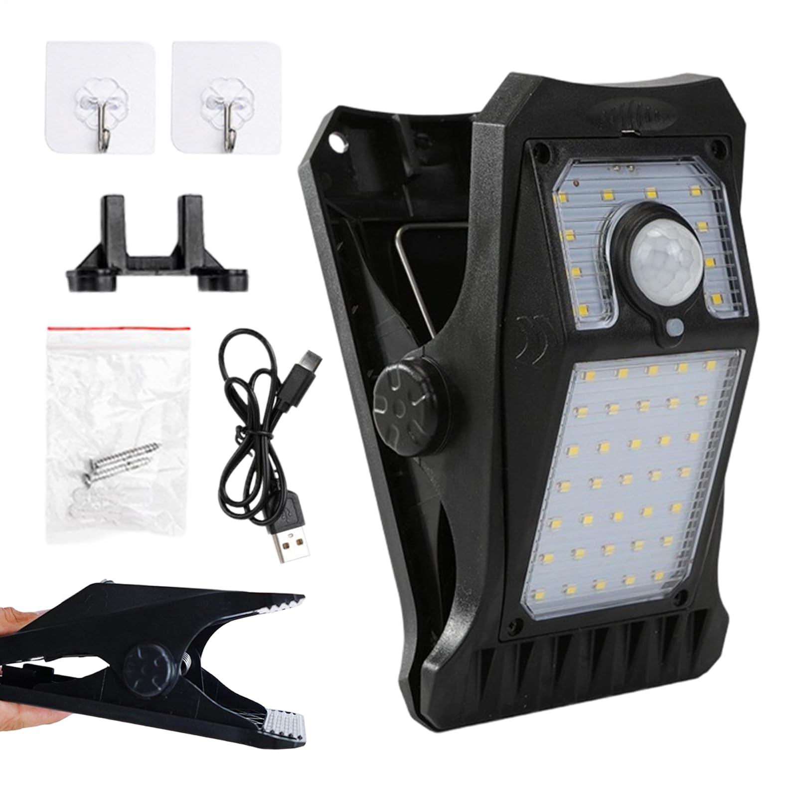 Luz solar exterior con pinza impermeable y 3 modos de iluminación inteligente LED 8